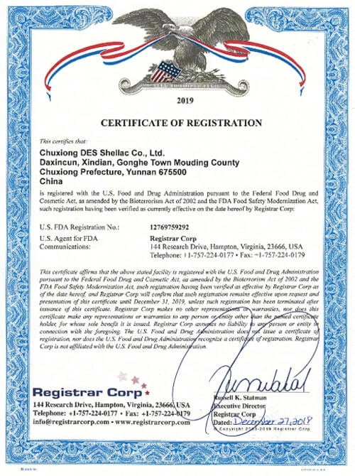 CERTIFICATE OF REGISTRATION